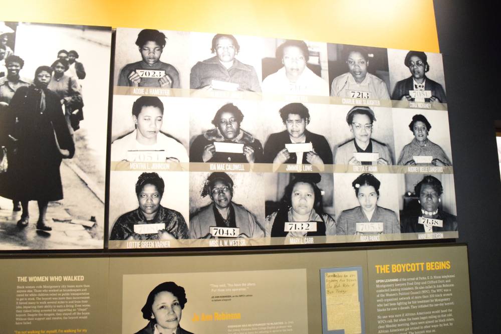 Photo of mugshots taken during civil rights movement displayed at museum